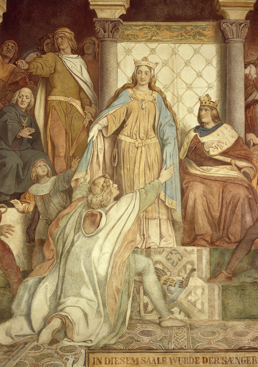Detail van Der Saengerkreis, Wartburg Kasteel, c.184555 door Moritz Ludwig von Schwind