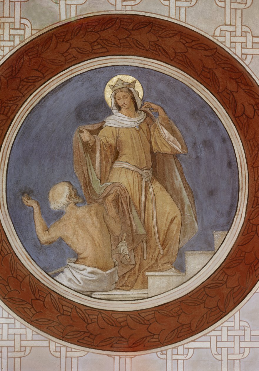 St. Elisabeth geeft haar jas aan een bedelaar, c.1855 door Moritz Ludwig von Schwind
