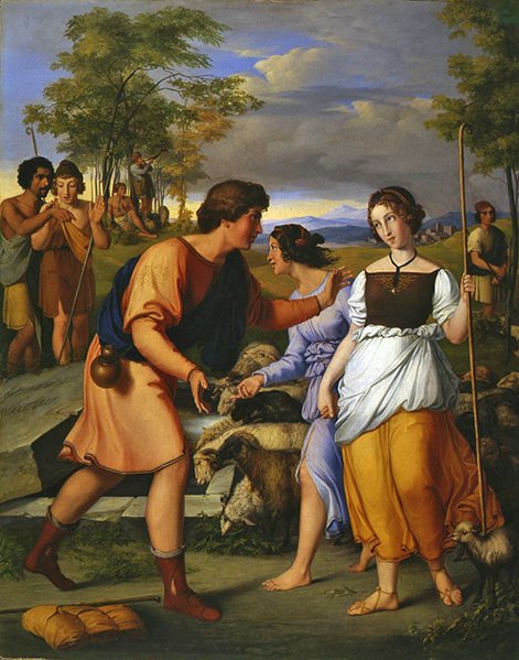 Rebecca en Eliezer bij de Bron door Moritz Daniel Oppenheim