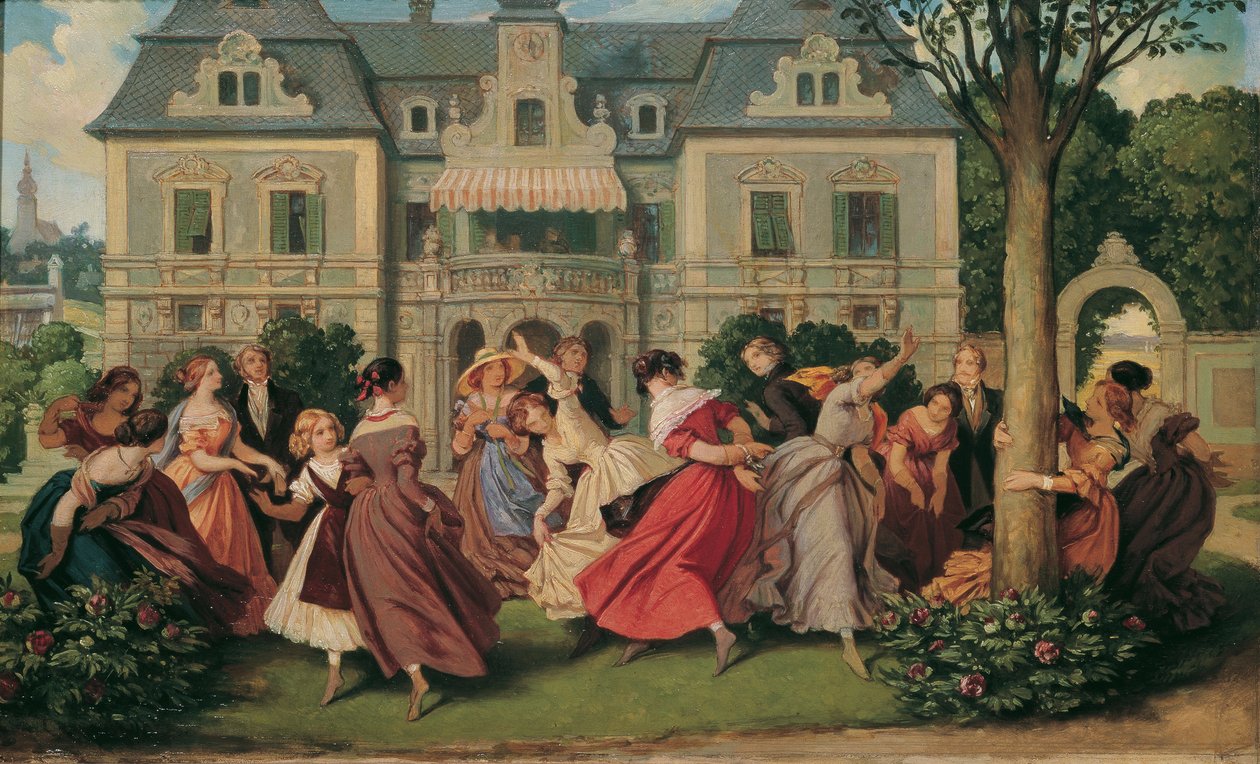 Gezelschapsspel, na 1860 door Moritz Ludwig von Schwind