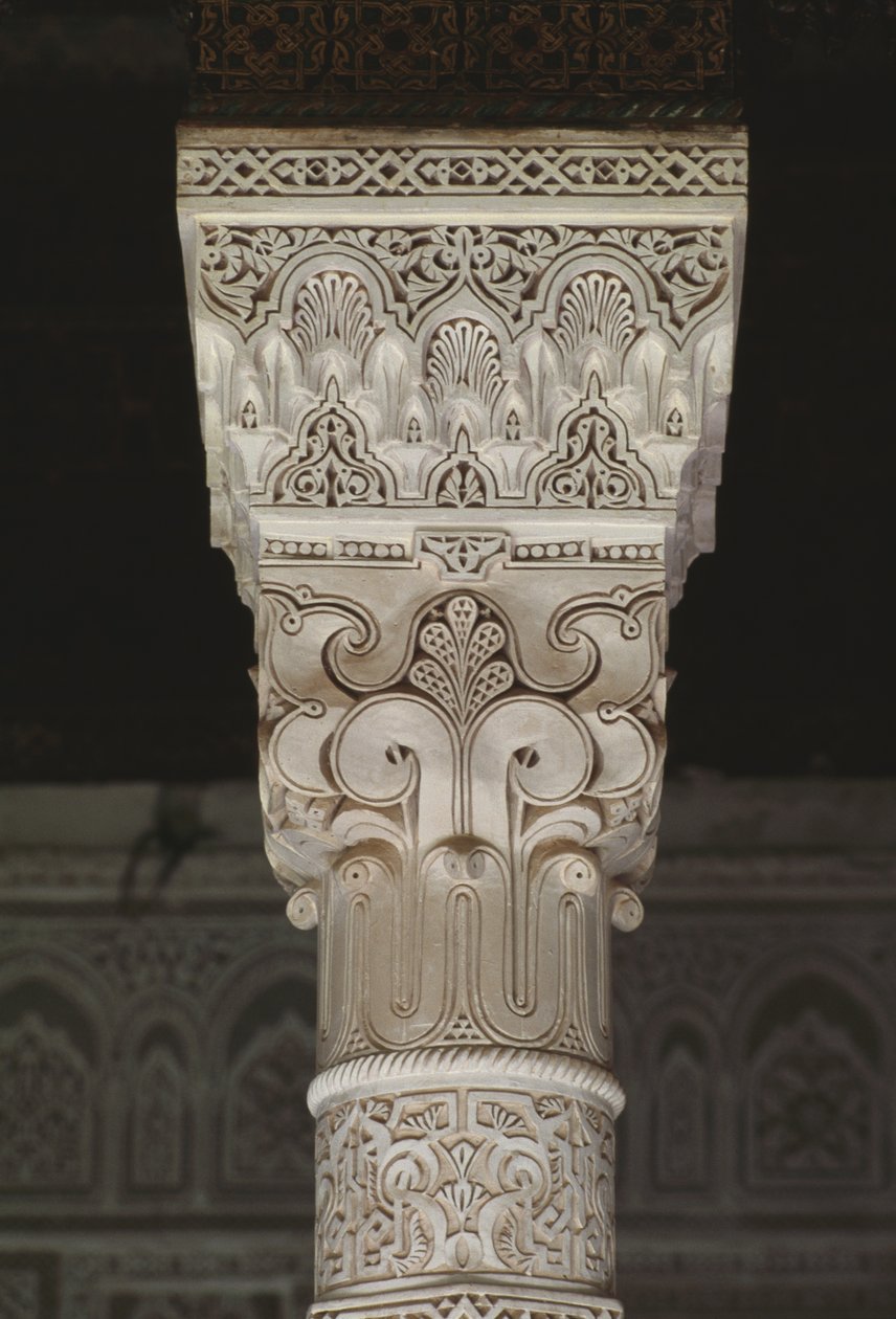 Kasbah van Thamiel glaoui, kapiteel (stucwerk) door Moroccan School