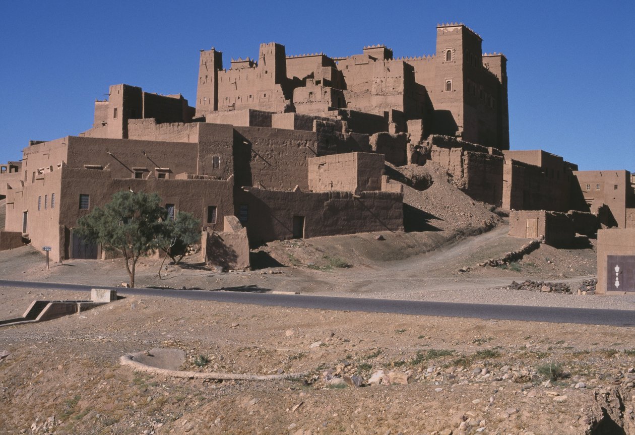 Uitzicht op een ksar, Dra-vallei door Moroccan School