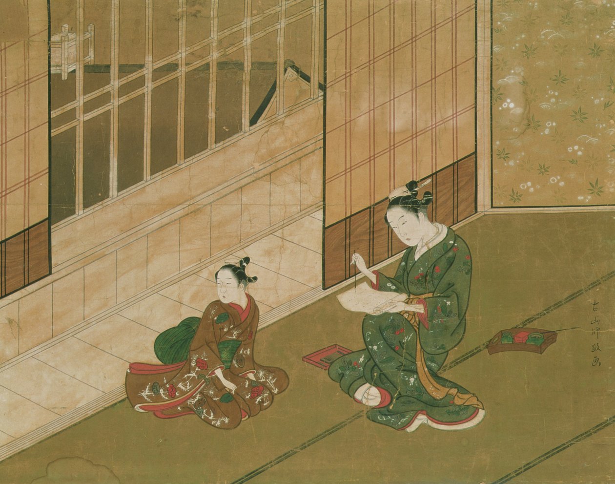 Interieur scène, ca. 1730 door Moromasa