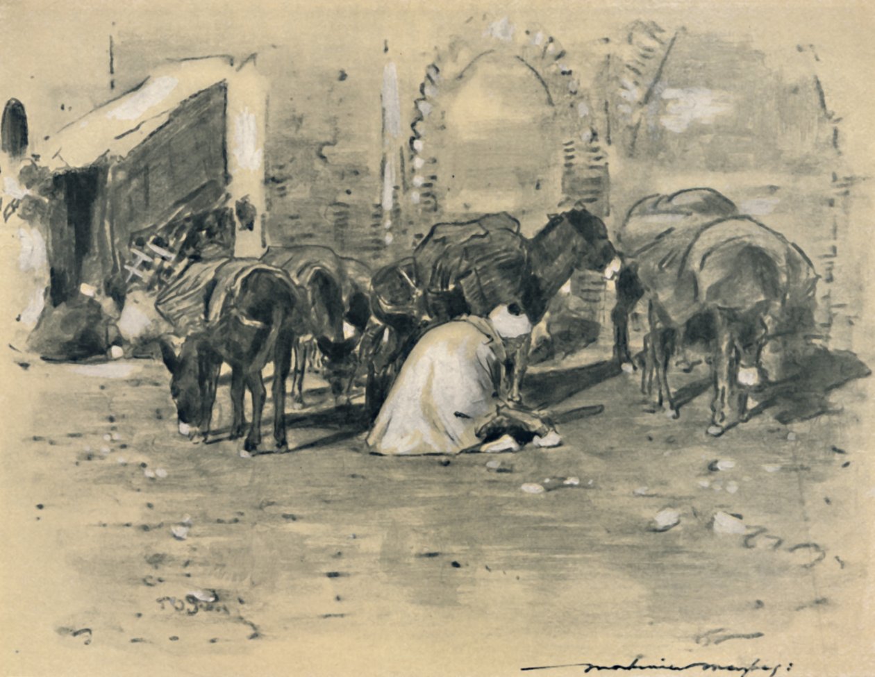 Straatscène in Tanger, 1903 door Mortimer L Menpes