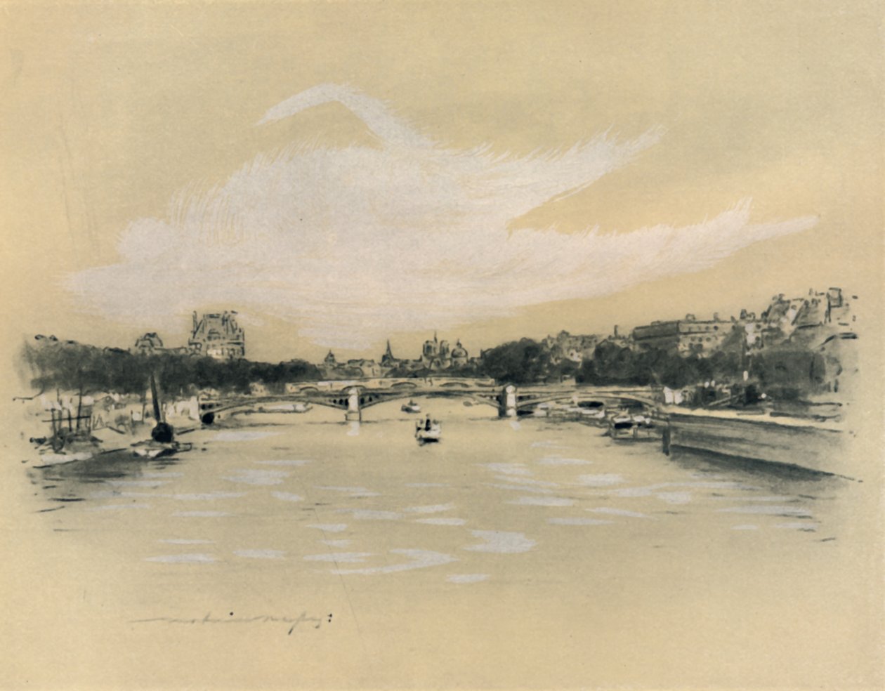 De Seine in Parijs, 1903 door Mortimer L Menpes