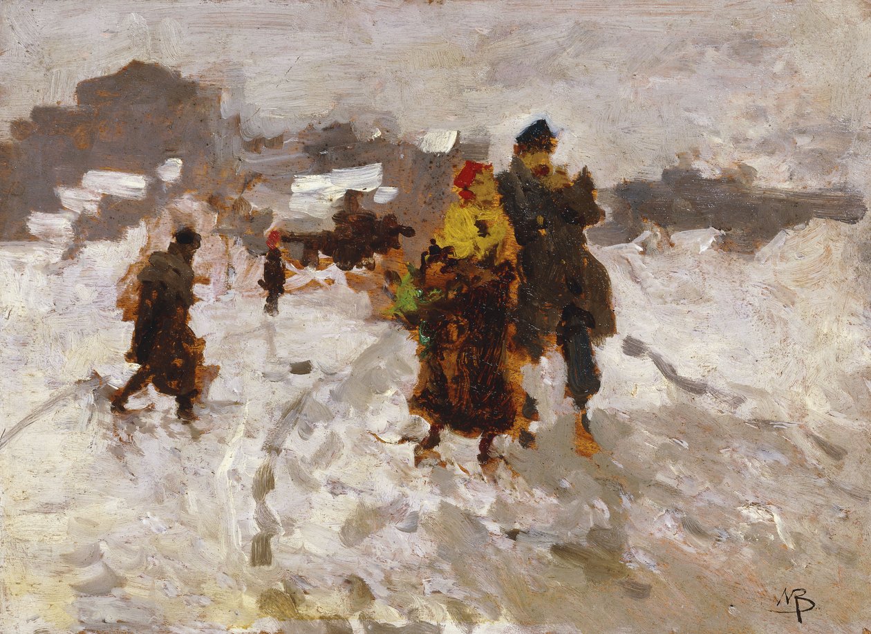 Figuren in de Sneeuw door Mose Bianchi