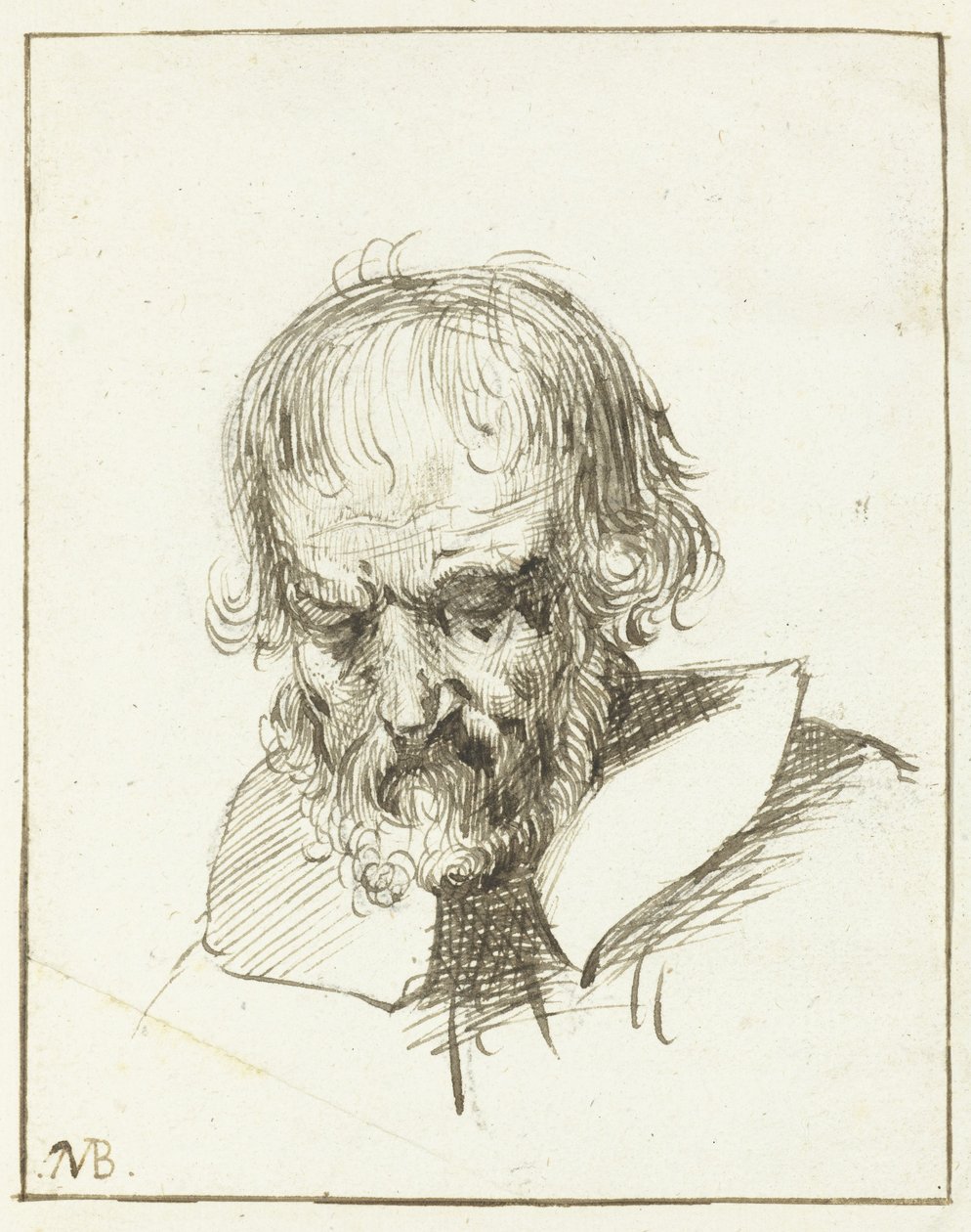 Hoofd van een oude man door Moses Ter Borch