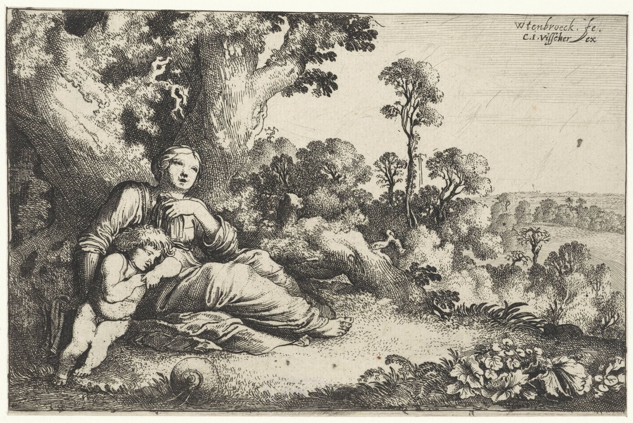 Hagar en Ismaël in de woestijn door Moyses van Wtenbrouck