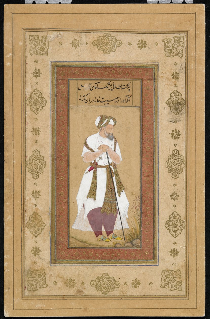 Een oude hoveling uit het Salim-album, Manuscript folio, ca. 1603 door Mughal School