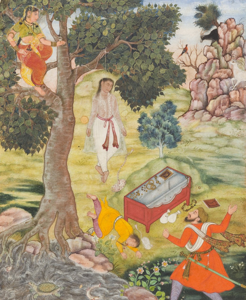 Verhaal van de sluwe Siddhikari, ca. 1590 door Mughal School