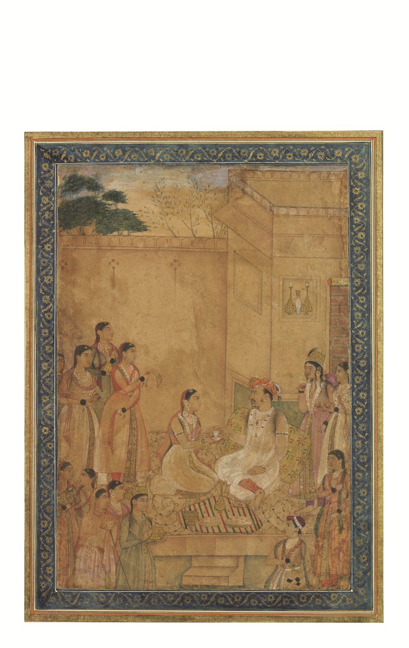 De keizer Jahangir in de Zenana door Mughal School
