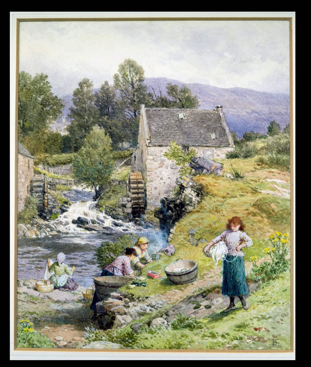 Een molenvijver door Myles Birket Foster