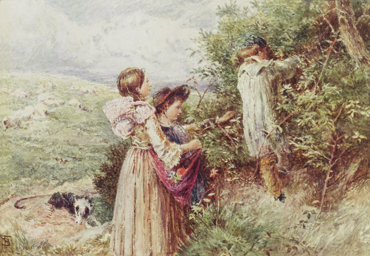 Kinderen die bramen plukken, 19e eeuw door Myles Birket Foster