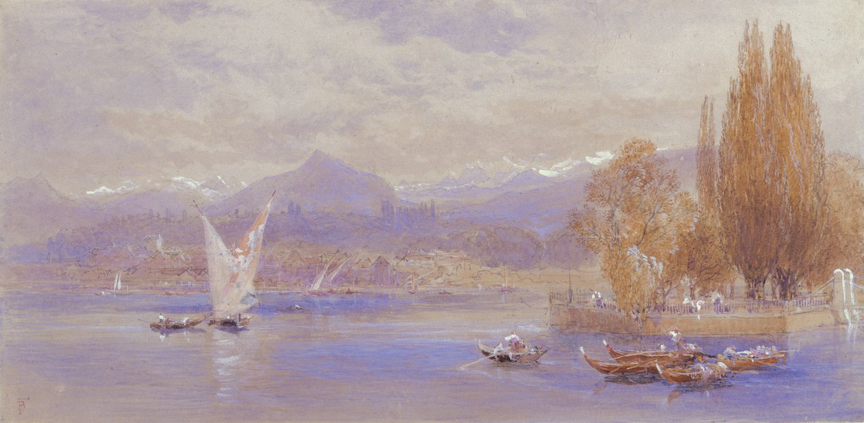 Meer van Genève door Myles Birket Foster