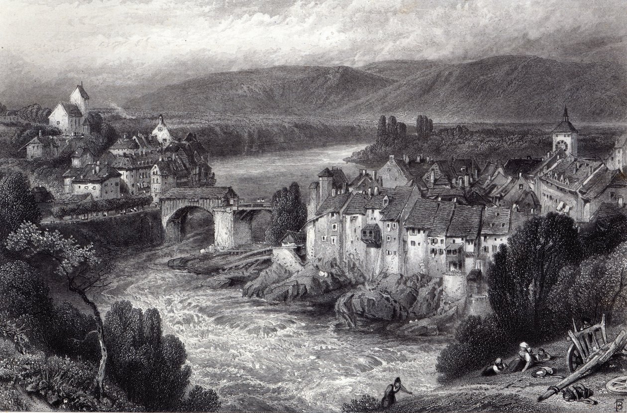 Lauffenberg, gegraveerd door E.P. Brandard door Myles Birket Foster