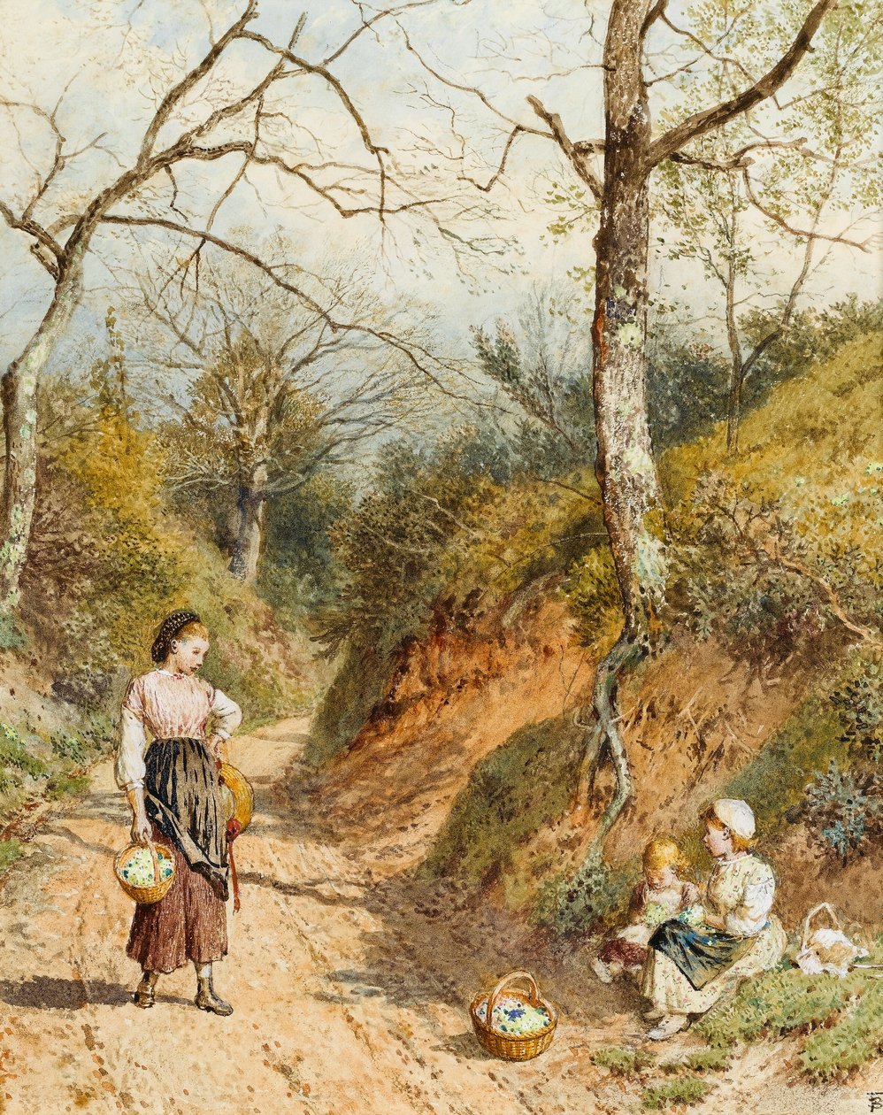 Sleutelbloemverzamelaars door Myles Birket Foster