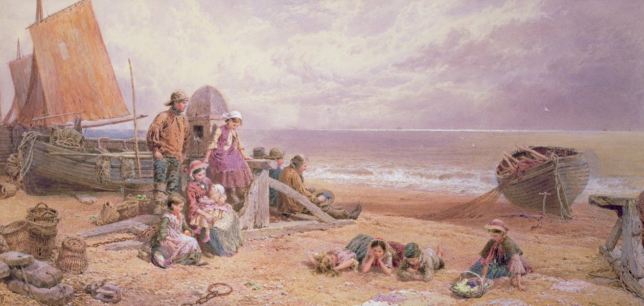 Rottingdean, Strandtafereel door Myles Birket Foster