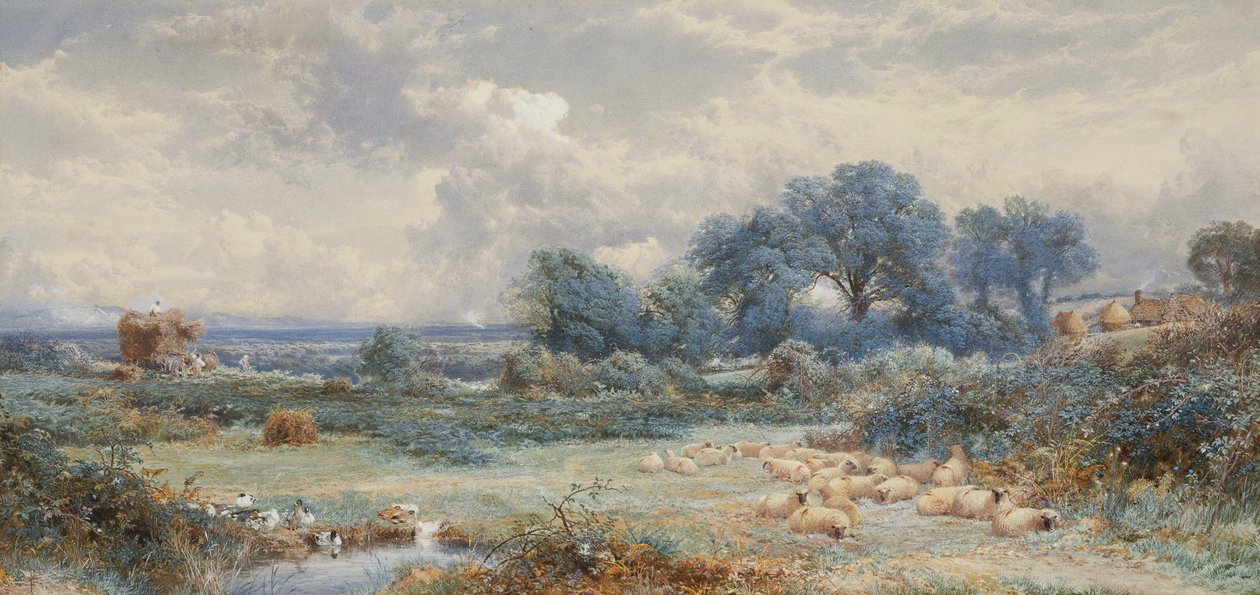 Een uitzicht op Holmwood Common, Surrey door Myles Birket Foster