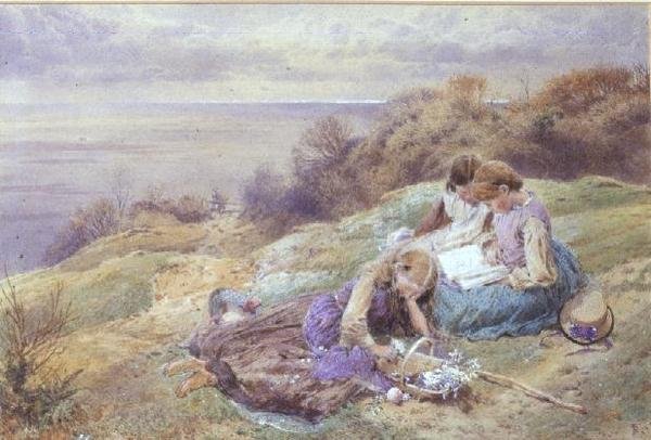 Bij Bonchurch, Isle of Wight door Myles Birket Foster