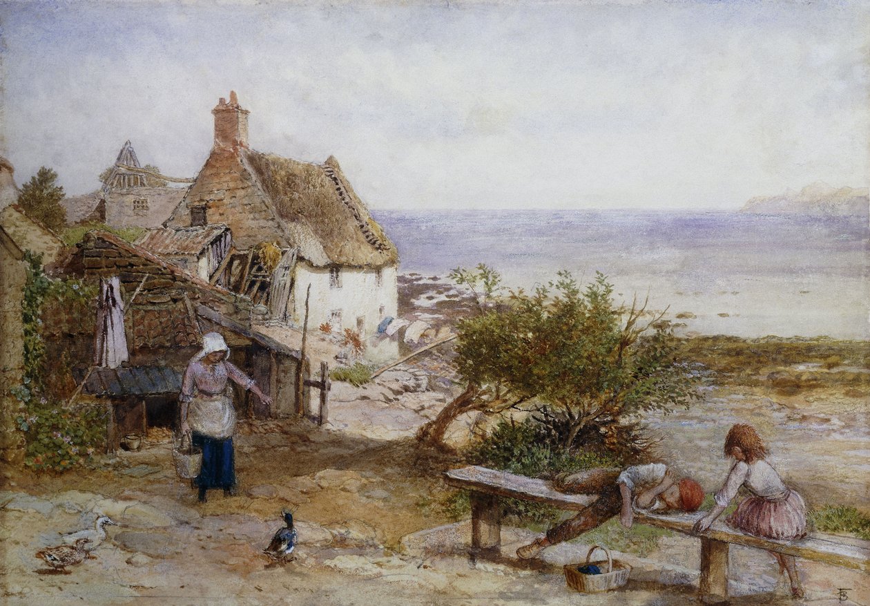 Runswick Bay, Yorkshire door Myles Birket Foster