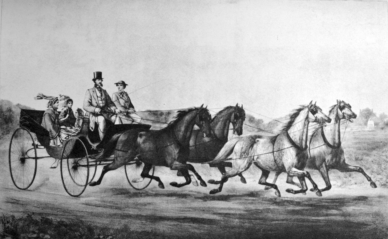 MINER,STEVENS & CO, Eerste klas rijtuigen en lichte wagen door N. and Ives, J.M. Currier