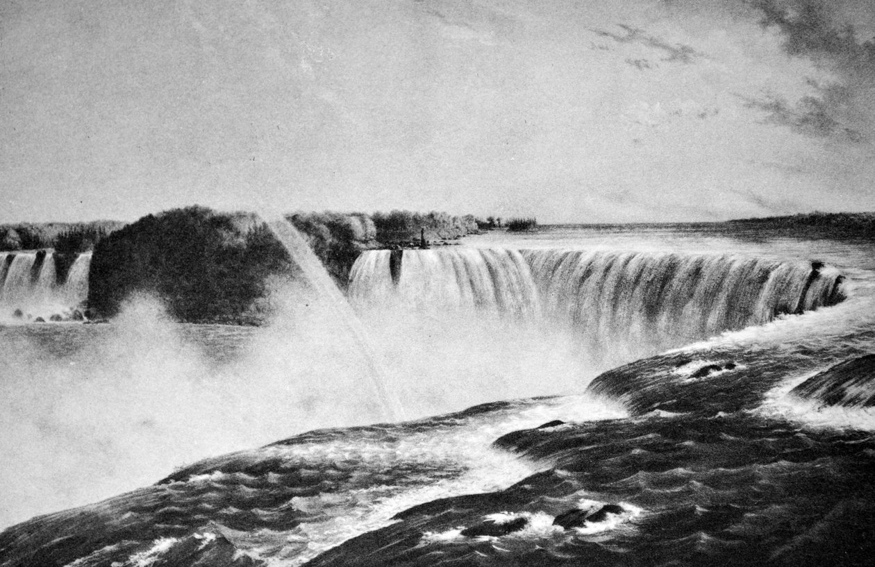 Illustratie van Currier & Ives 19e Eeuw. De Watervallen van Niagara, Vanaf de Canadese Kant door N. and Ives, J.M. Currier