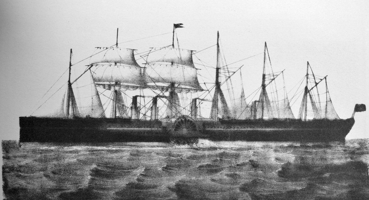 Het Mammoet IJzeren Stoomschip Great Eastern door N. and Ives, J.M. Currier