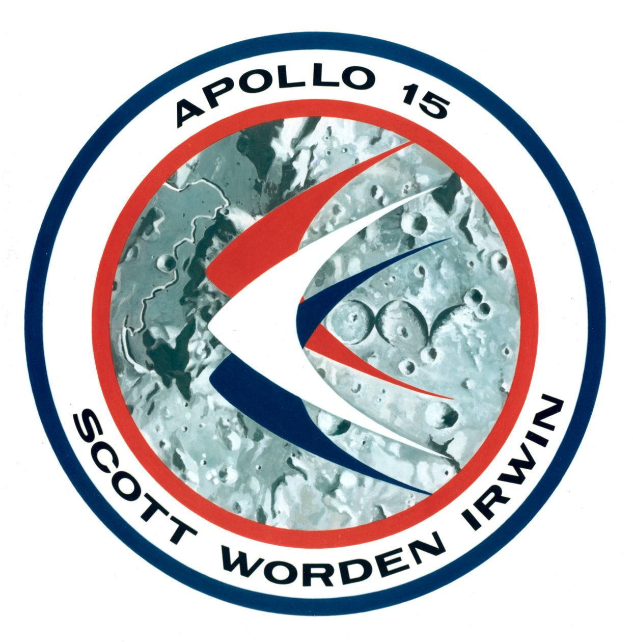 Het insigne van de Apollo 15 maanmissie, 1971 door NASA Images
