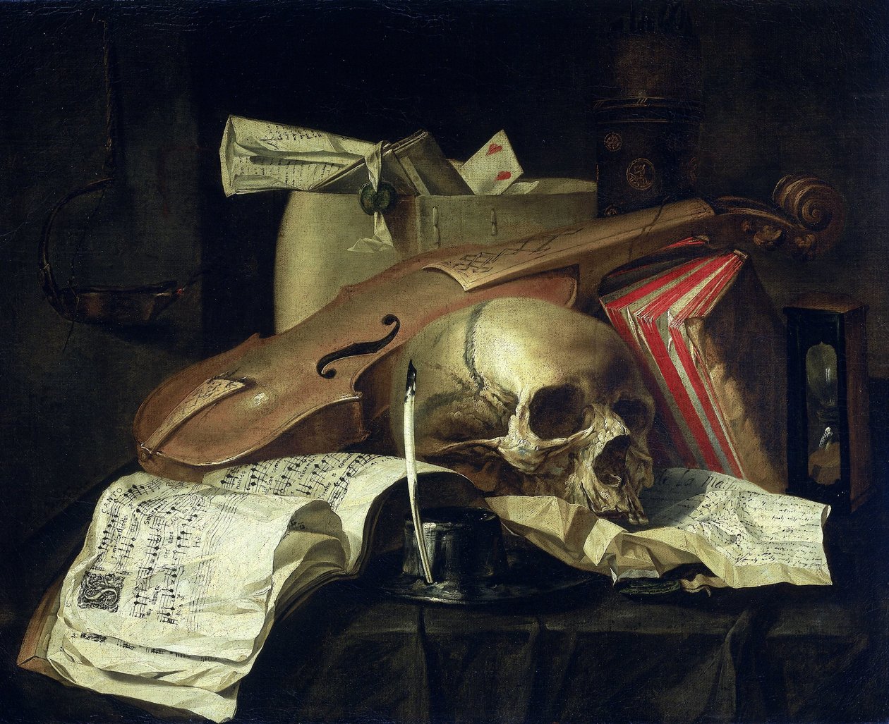 Vanitas stilleven door N.L. Peschier