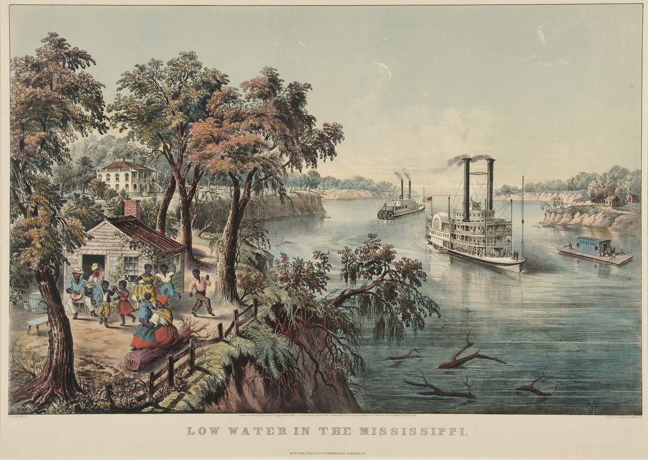 Laag water in de Mississippi, 1868 door Nathaniel Currier