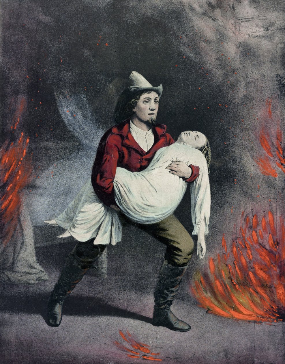 De Amerikaanse brandweerman door N. Currier and Ives J.M.
