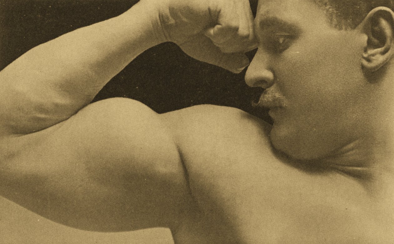 Eugen Sandow, in klassieke oude Grieks-Romeinse pose, ca. 1894 door Napoleon Sarony