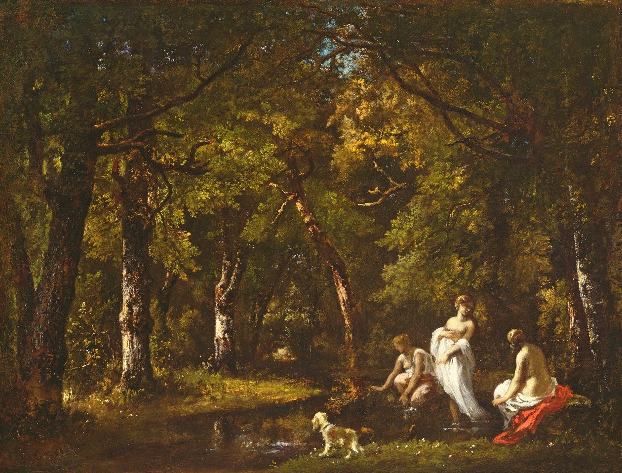 Baden bij een bosbeek, 1859 door Narcisse Virgile Diaz de la Peña