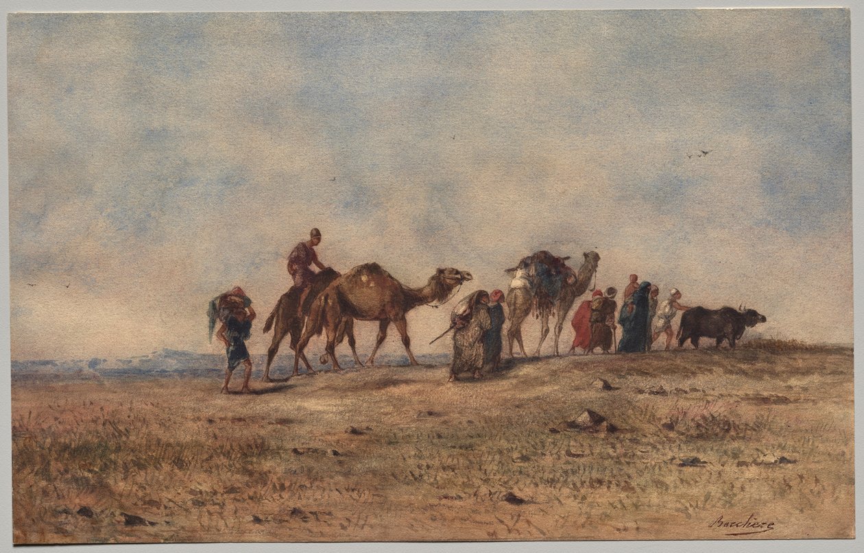 Een karavaan in de woestijn door Narcisse Berchere