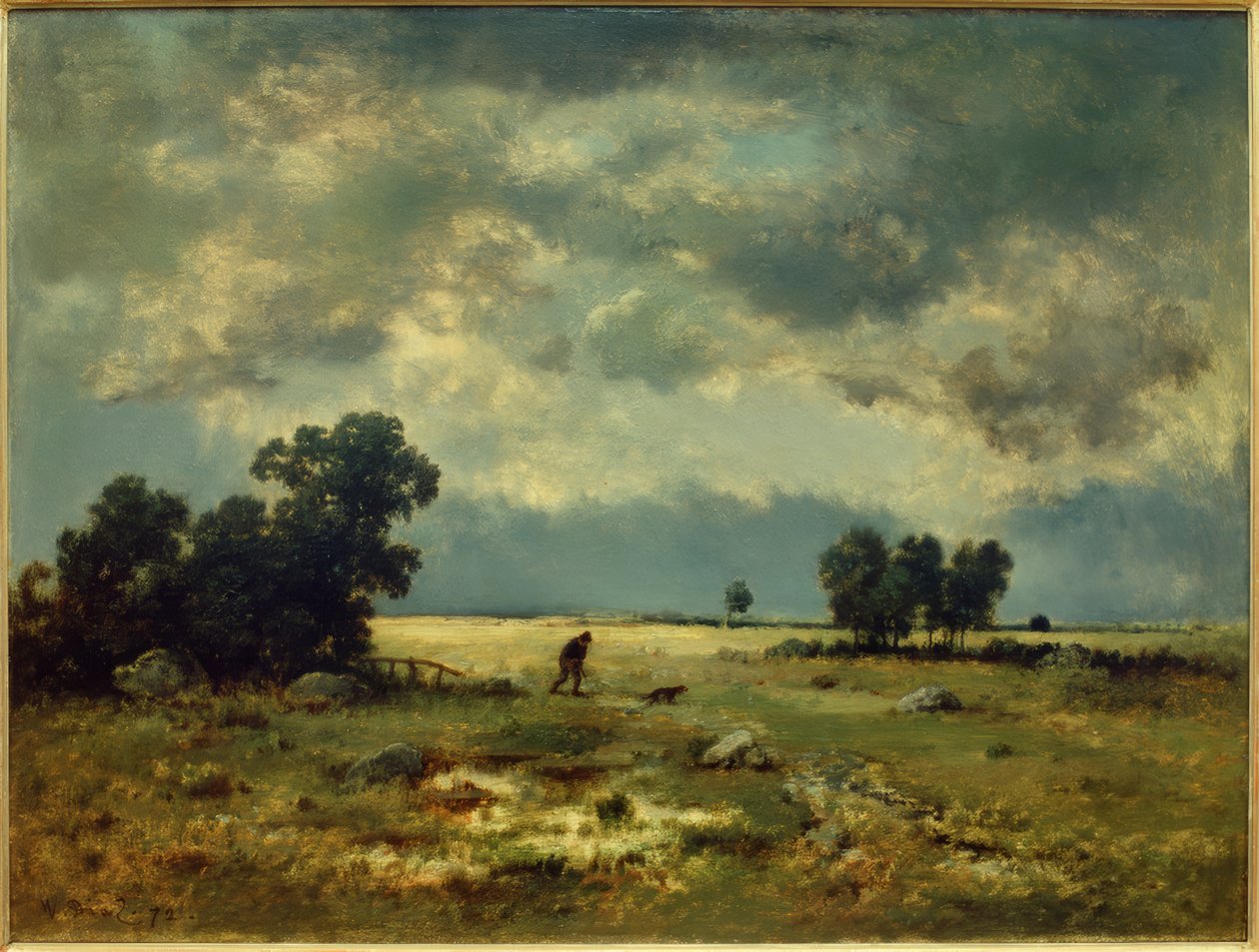 Onweerlandschap (met Jager) door Narcisse Diaz de la Pena