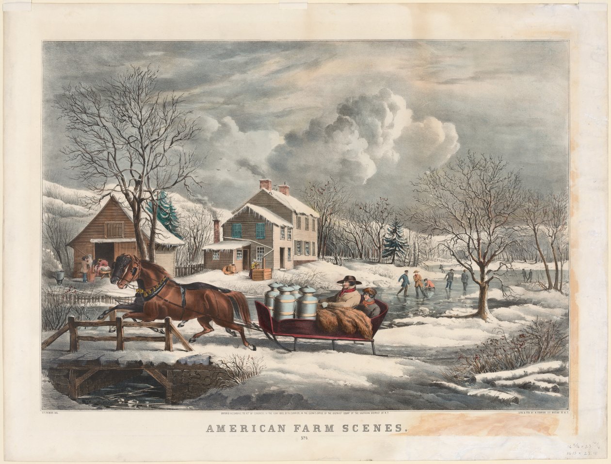 Amerikaanse Boerderijscènes, Winter door Nathaniel Currier