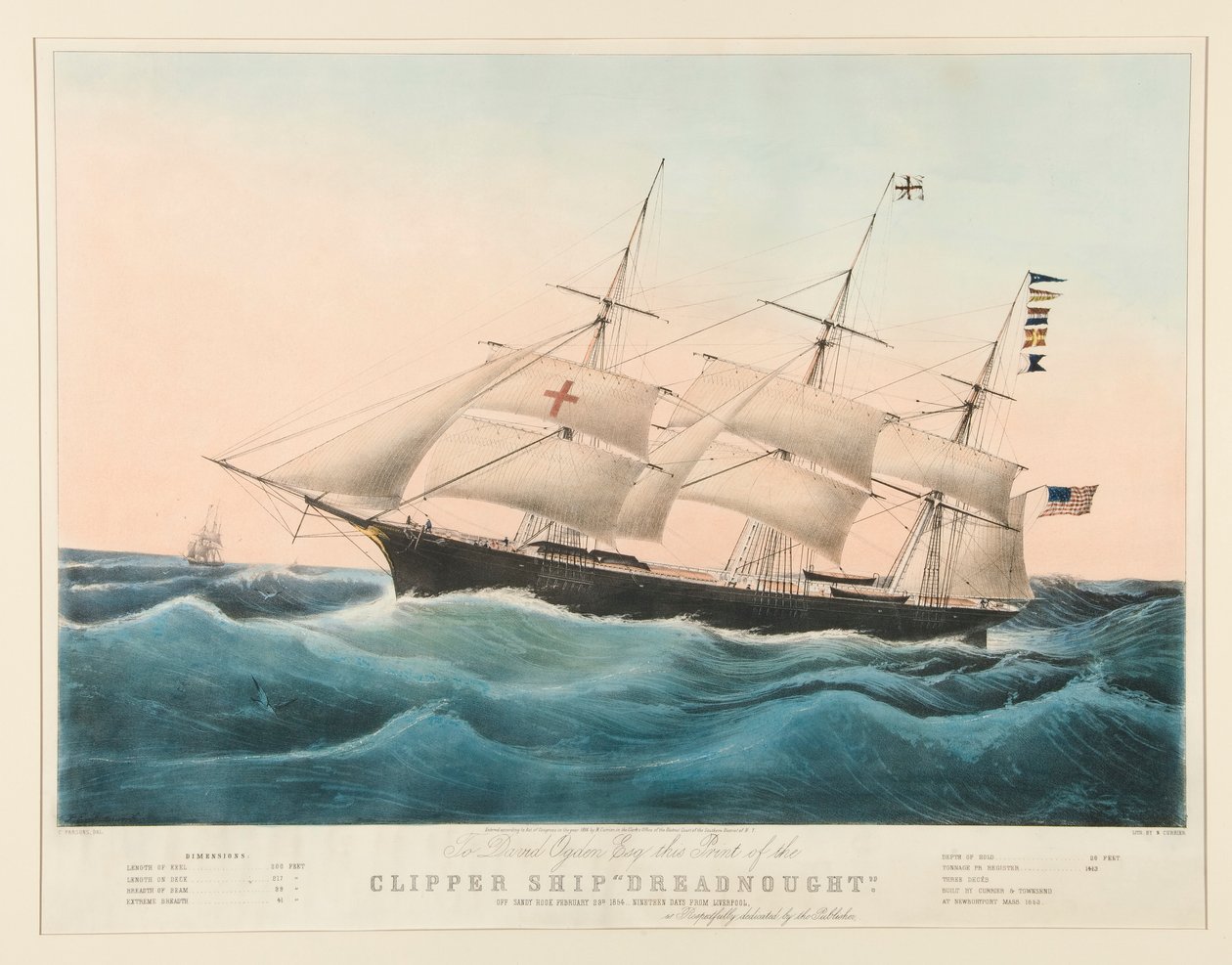 Clipper schip door Nathaniel Currier