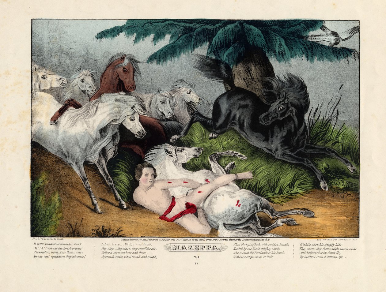 Mazeppa door Nathaniel Currier