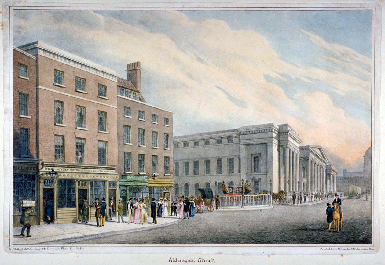 Aldersgate Street, City of London door Nathaniel Whittock