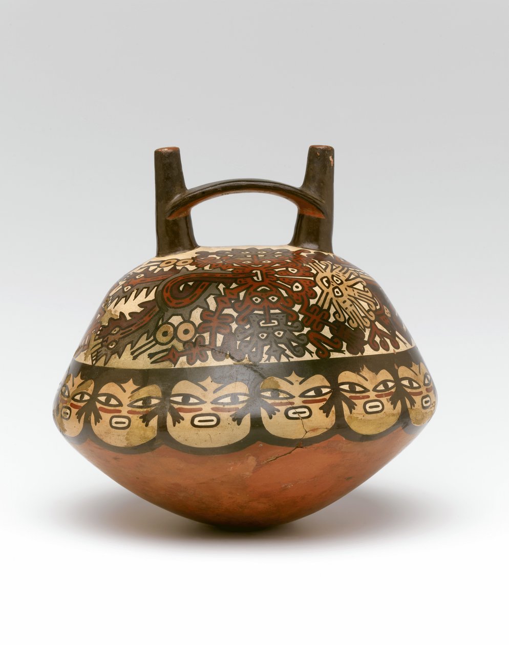 Dubbele tuit en brugfles, uit Peru, 100 v.Chr.-600 n.Chr. door Nazca Culture