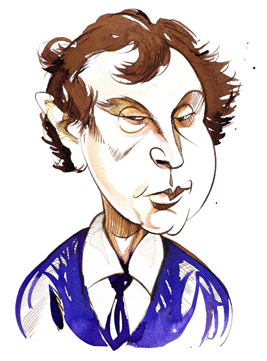 András Schiff (Hongaarse pianist, geboren 1953), kleurenkarikatuur door Neale Osborne