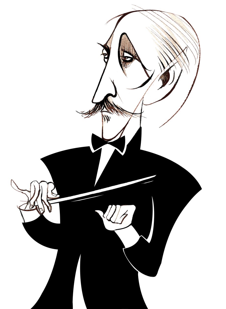 Arturo Toscanini, Italiaanse dirigent, (1867 - 1957) karikatuur door Neale Osborne