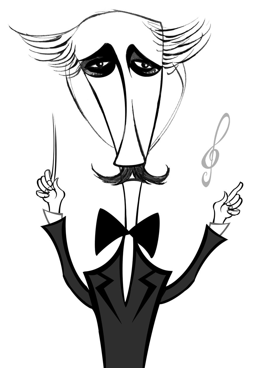 Arturo Toscanini, Italiaanse dirigent, (1867 - 1957) karikatuur door Neale Osborne