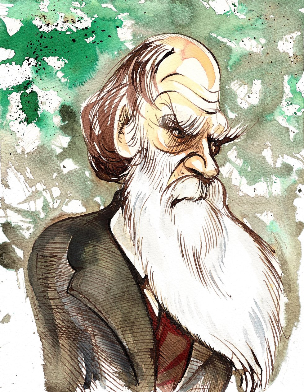 Charles Darwin (Engelse natuuronderzoeker en schrijver, 1809-82) kleurenkarikatuur door Neale Osborne