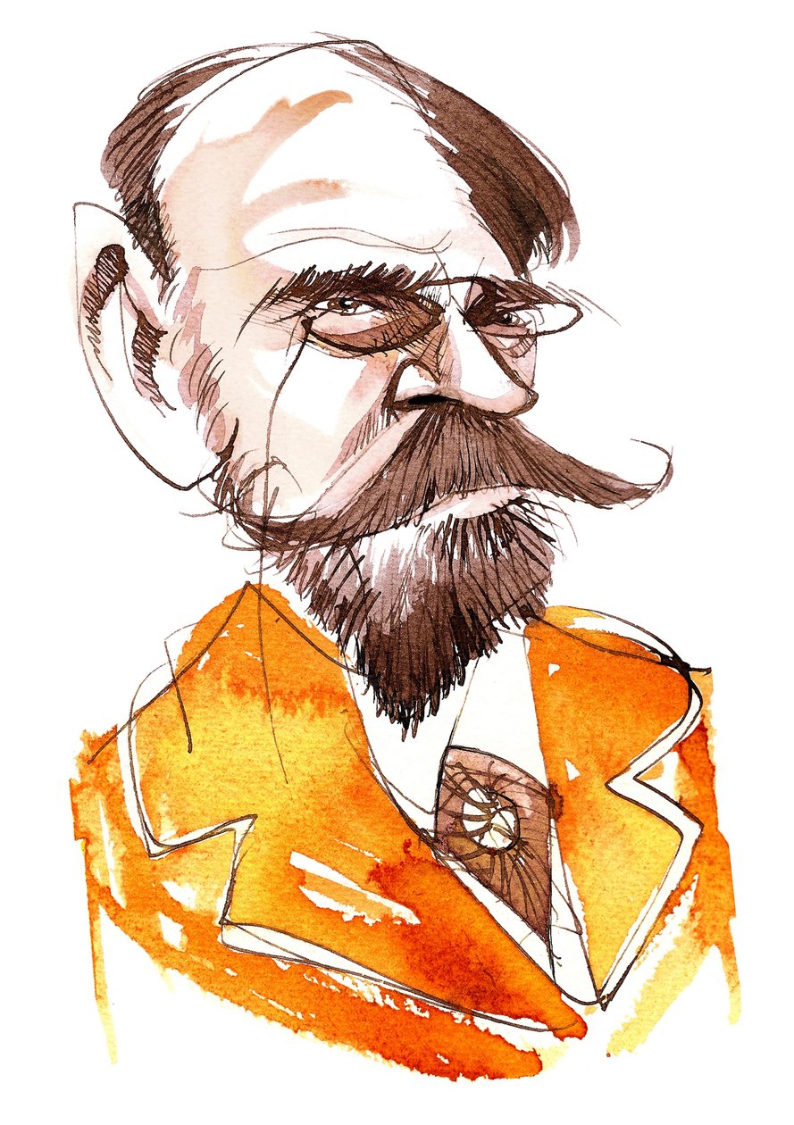 Emile Zola (Franse romanschrijver, 1840-1902); karikatuur door Neale Osborne