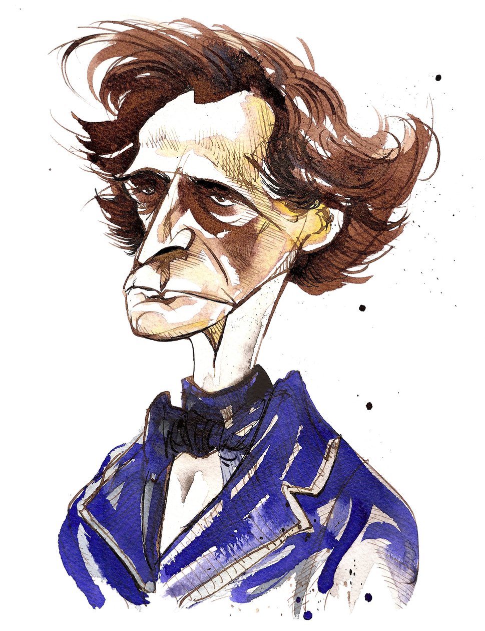 Hector Berlioz (Franse componist, 1803-69) kleurenkarikatuur door Neale Osborne