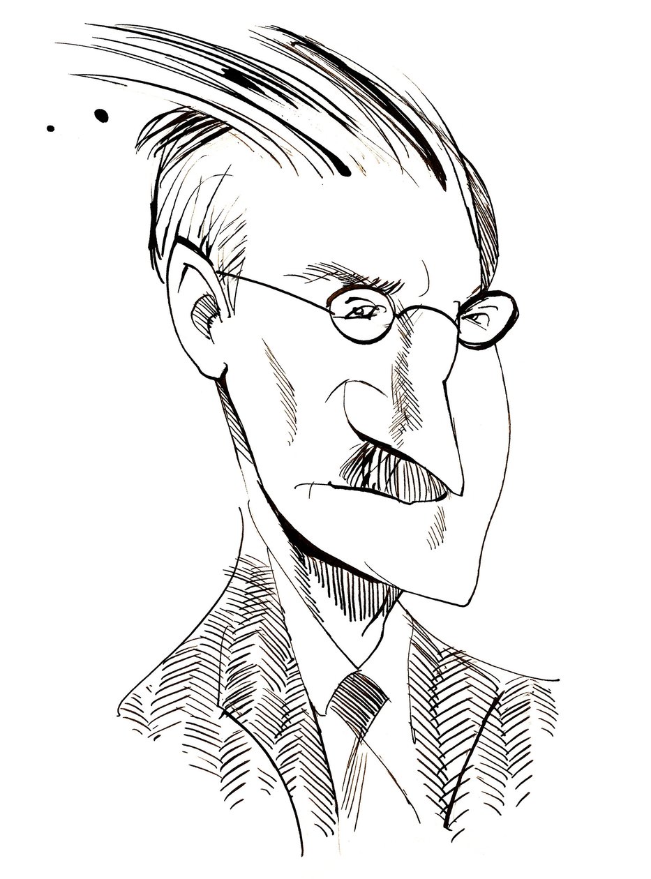 James Joyce - karikatuur van Ierse schrijver (1882-1941) door Neale Osborne