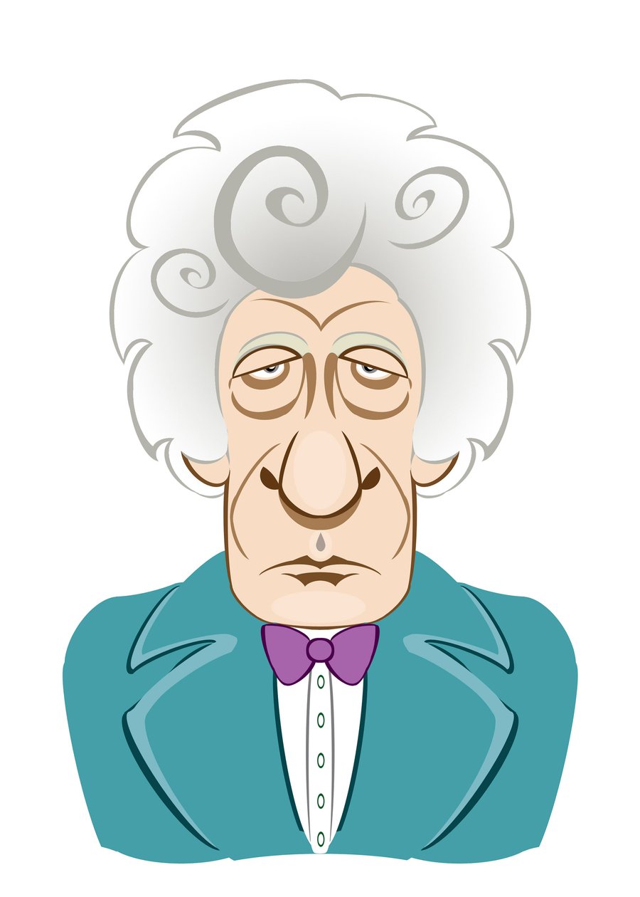 Jon Pertwee als Doctor Who - karikatuur door Neale Osborne