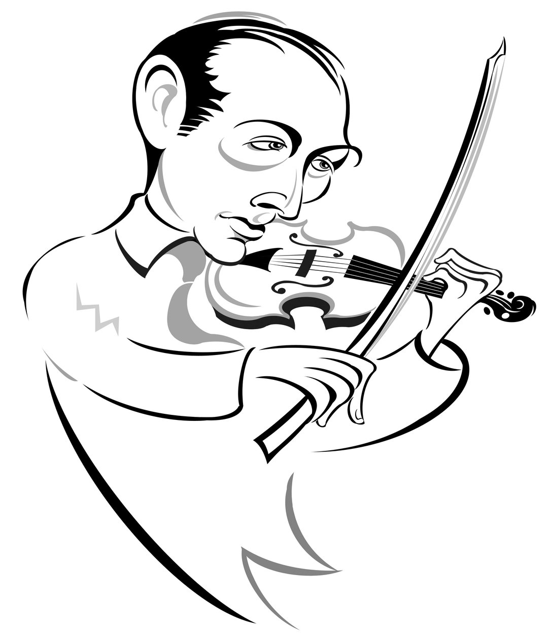 Joseph Szigeti - Hongaarse violist (1892-1973); gestileerde karikatuur door Neale Osborne