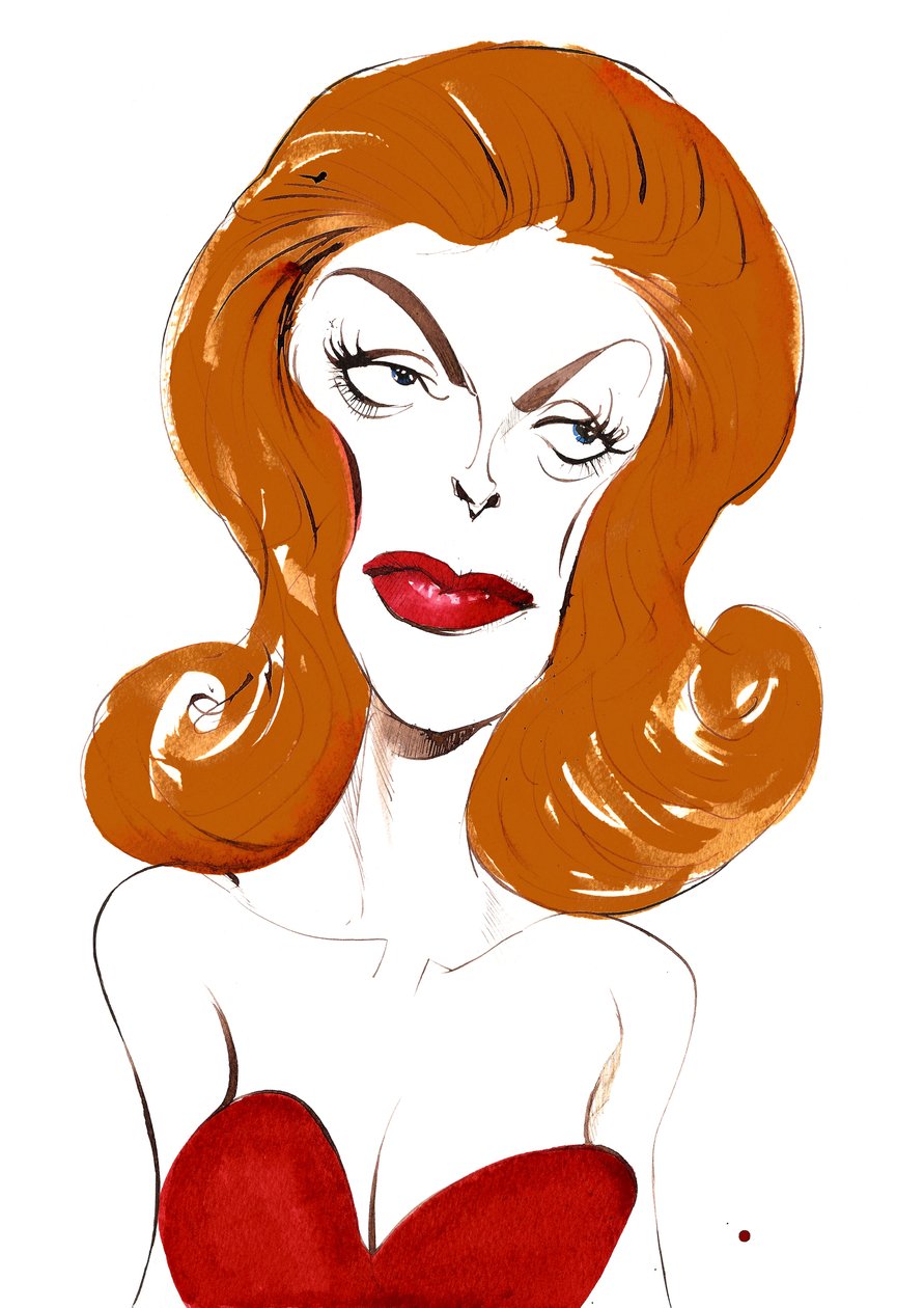 Julie London Amerikaanse zangeres en actrice (1926-2000); kleurenkarikatuur, 2015 door Neale Osborne